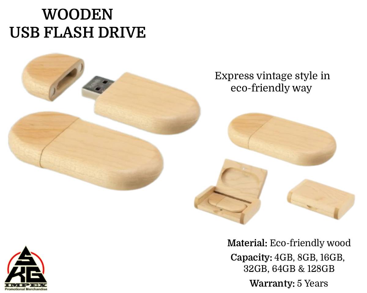 Wooden Box Oval Shape USB Pendrive