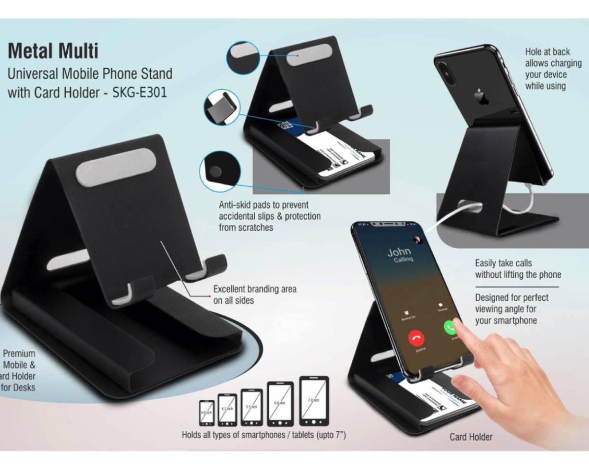 Metal Multi Phone Stand with Visiting Card Holder