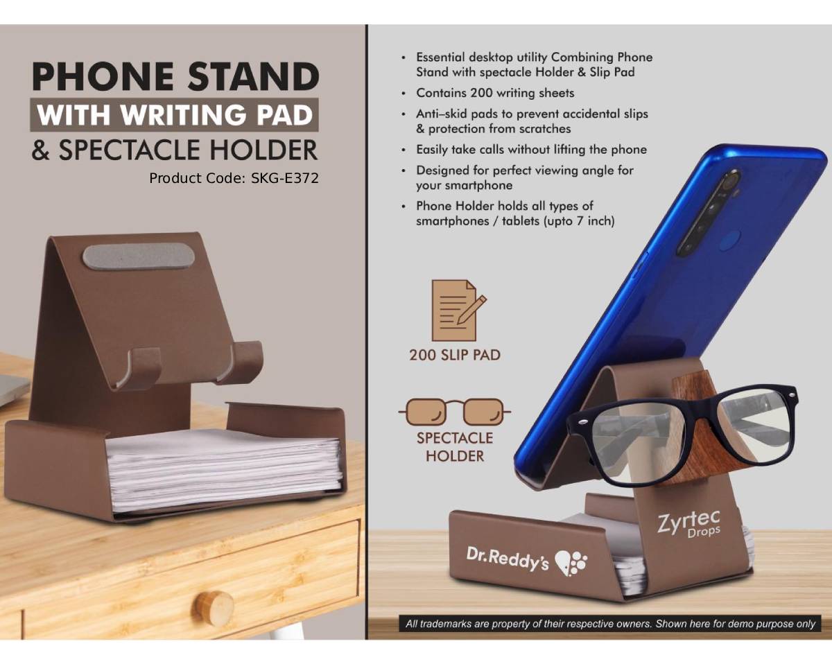 Metal Phone Stand with Writing Pad & Spectacle Holder