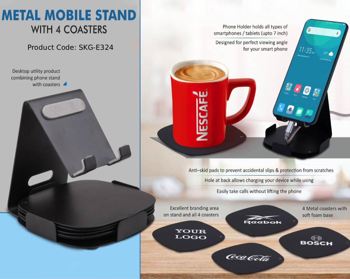 Metal Mobile Stand with 4 Coasters