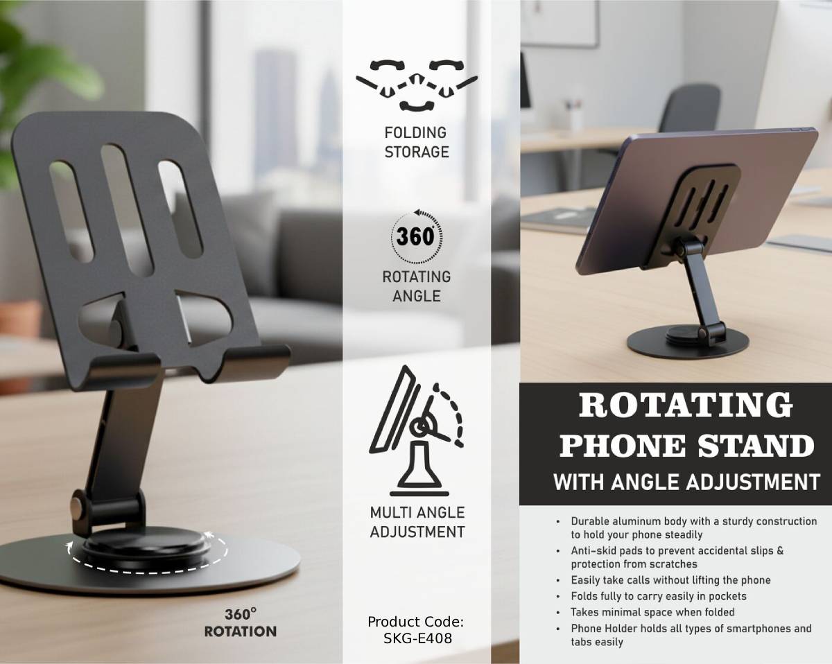 Rotating Phone Stand with Angle Adjustment