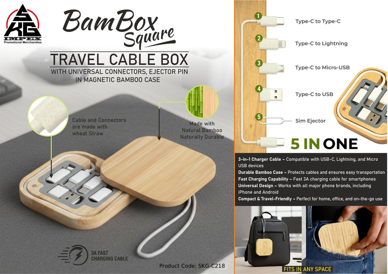Travel Cable Box with Universal Connectors