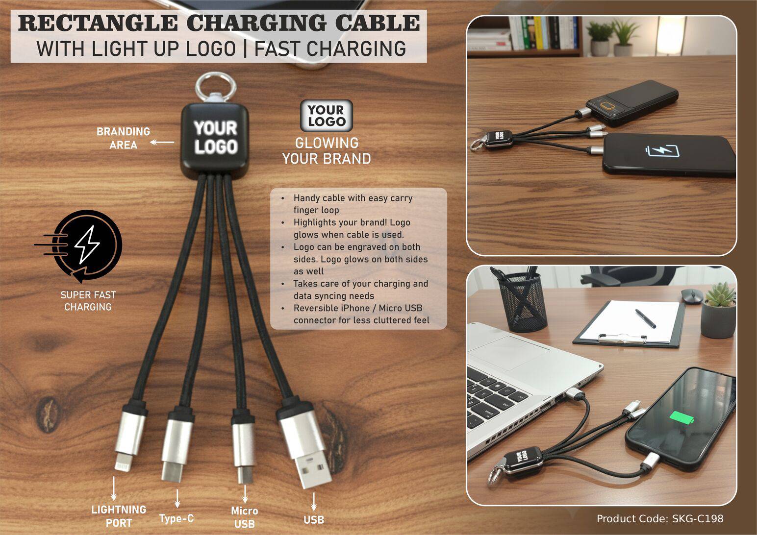 Glow Rectangle Charging Cable