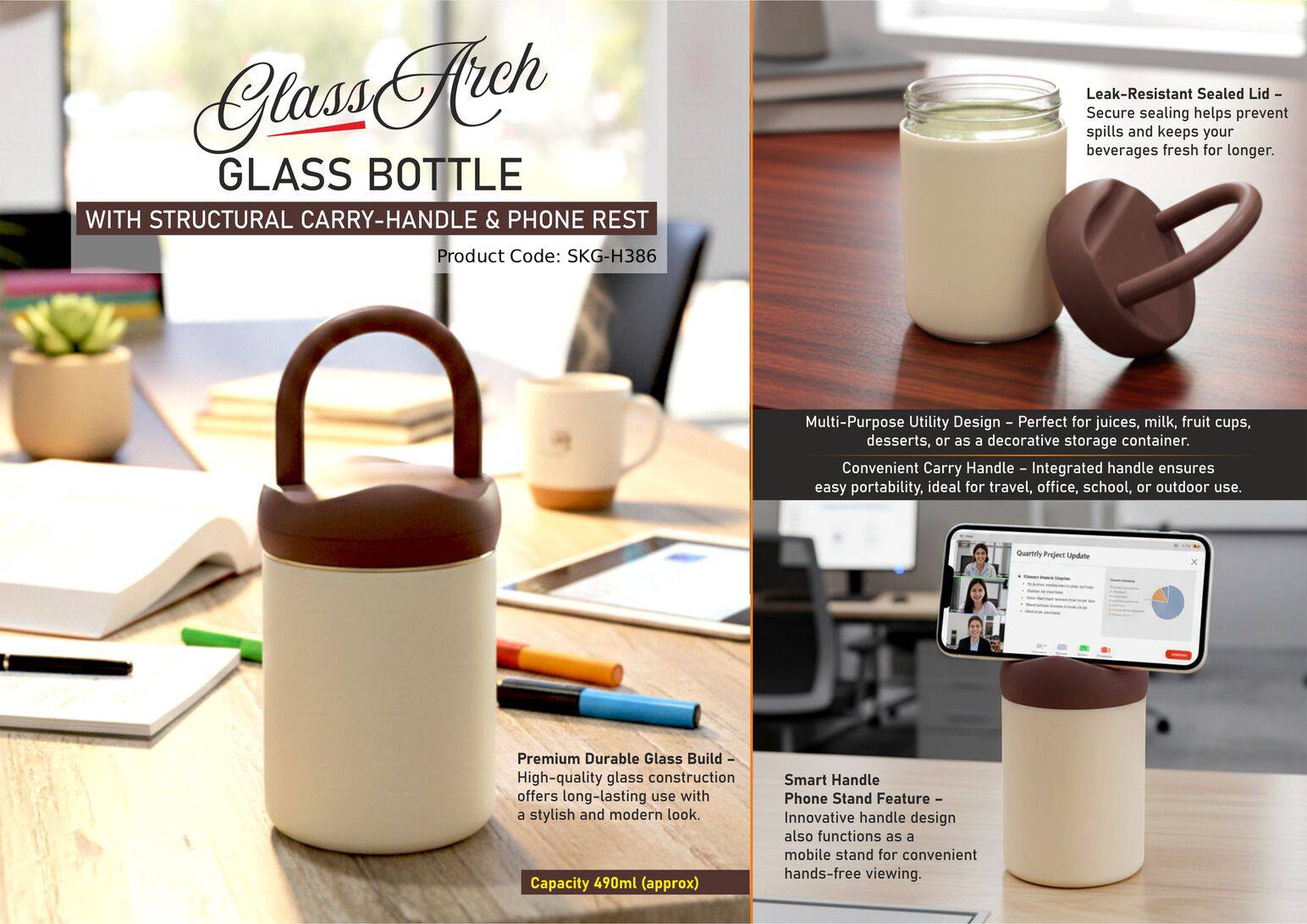 Glass Bottle with Structural Carry-Handle