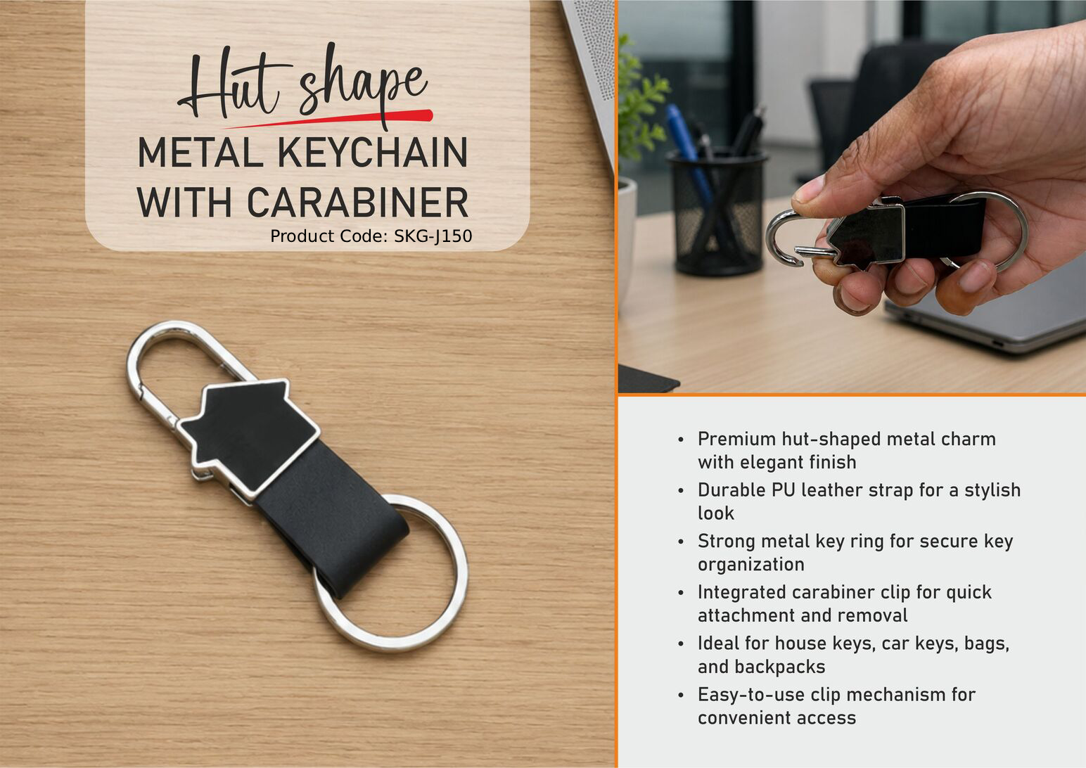Hut Shape Keychain with Carabiner