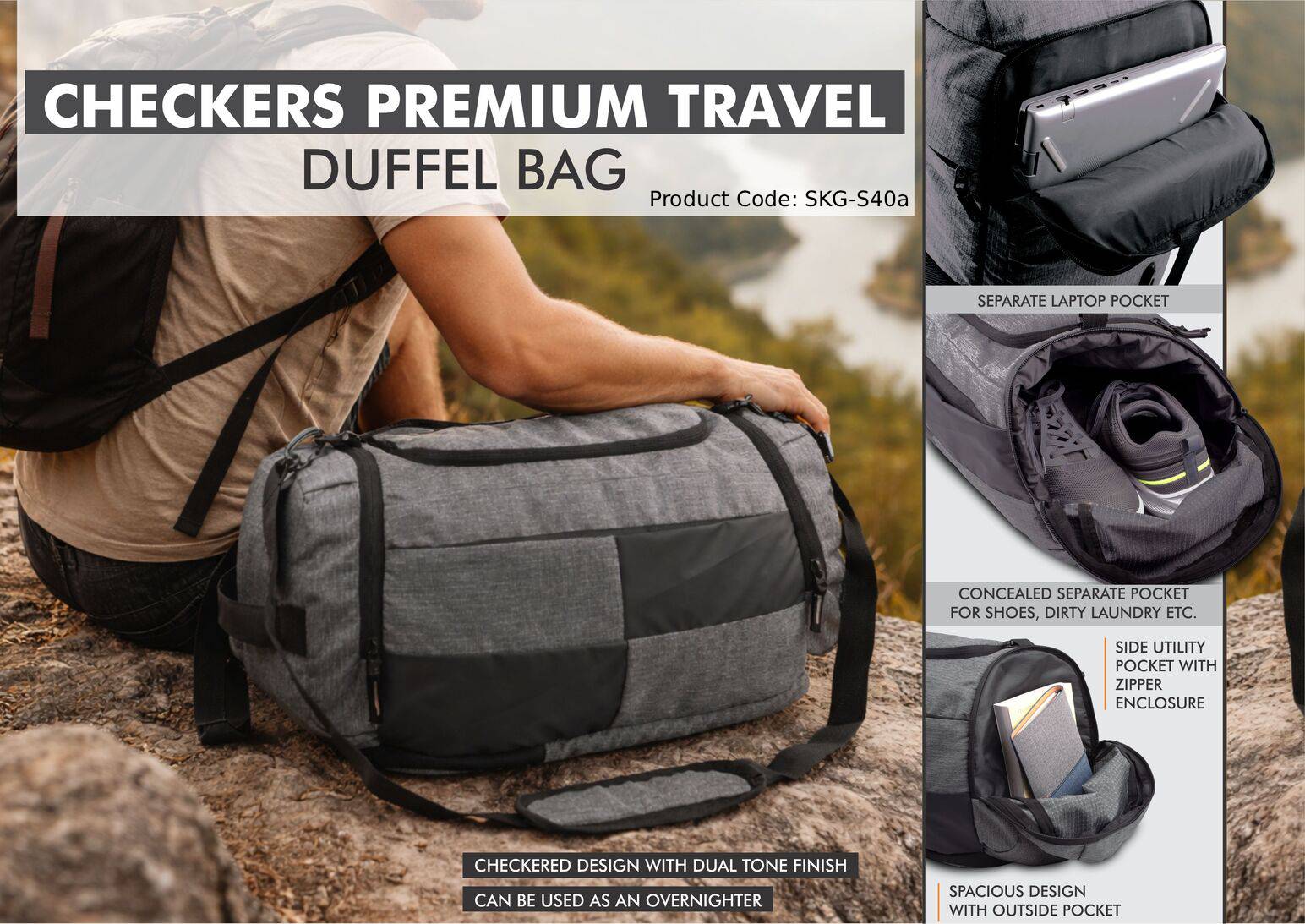 Checkers Premium Travel Duffel Bag
